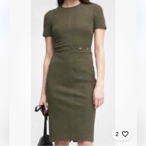 Banana Republic Stretch Olive body con Midi Dress Sz 00